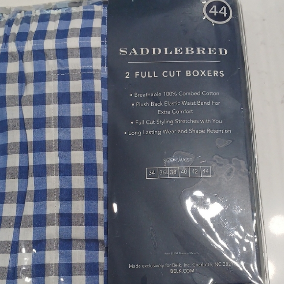 Saddlebred Blue and White Checkered Boxers Full Cut Boxers 4 Pairs Sz 44 $22 - Picture 2 of 3